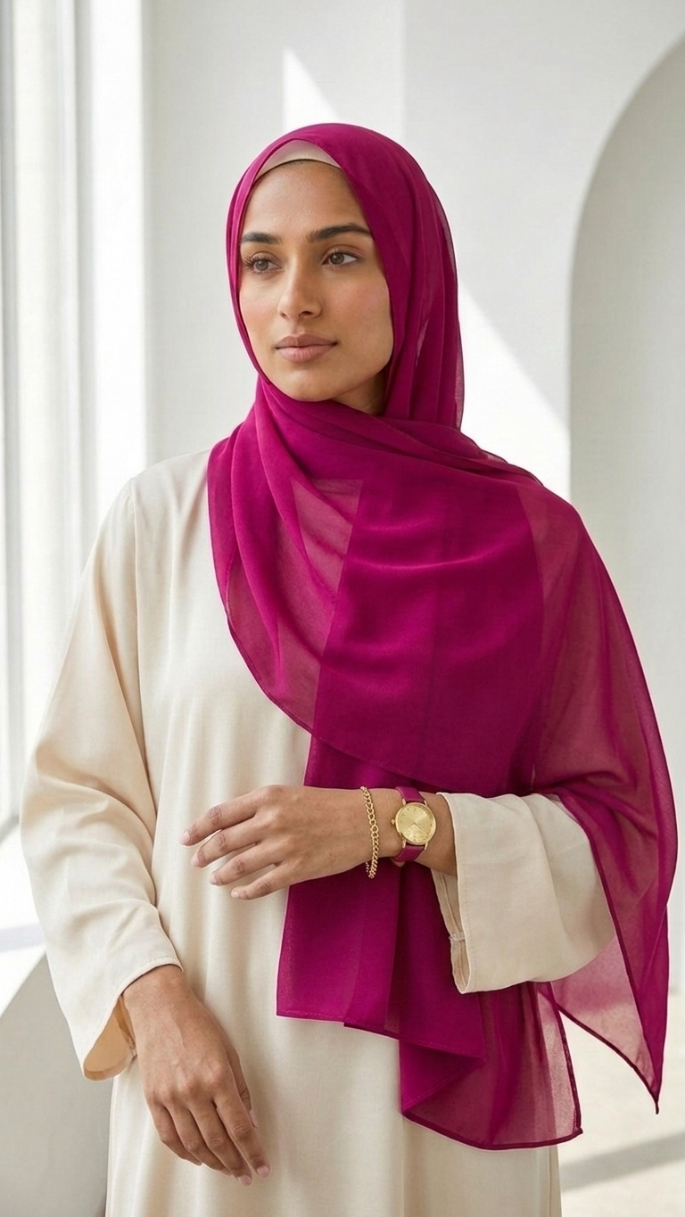 Magenta 3-in-1 Hijab Set