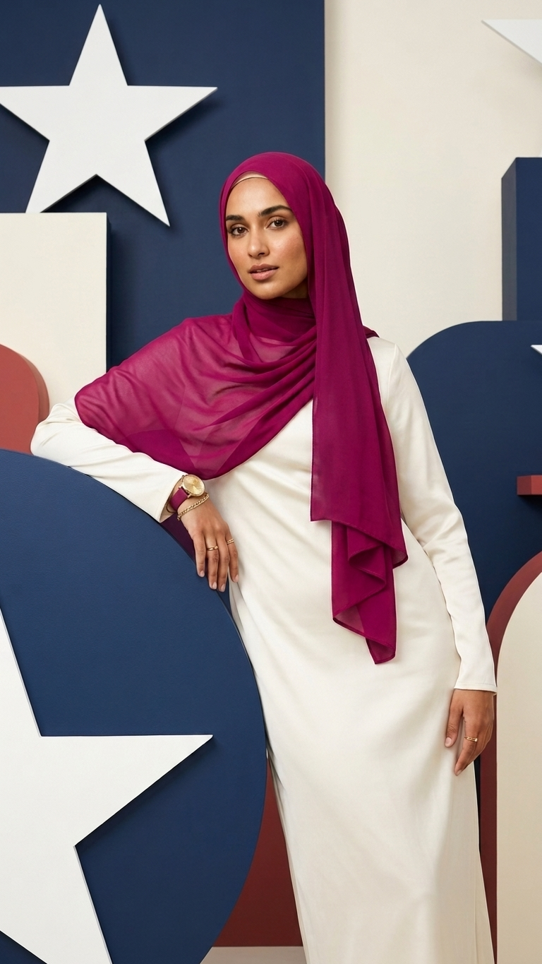 Magenta 3-in-1 Hijab Set