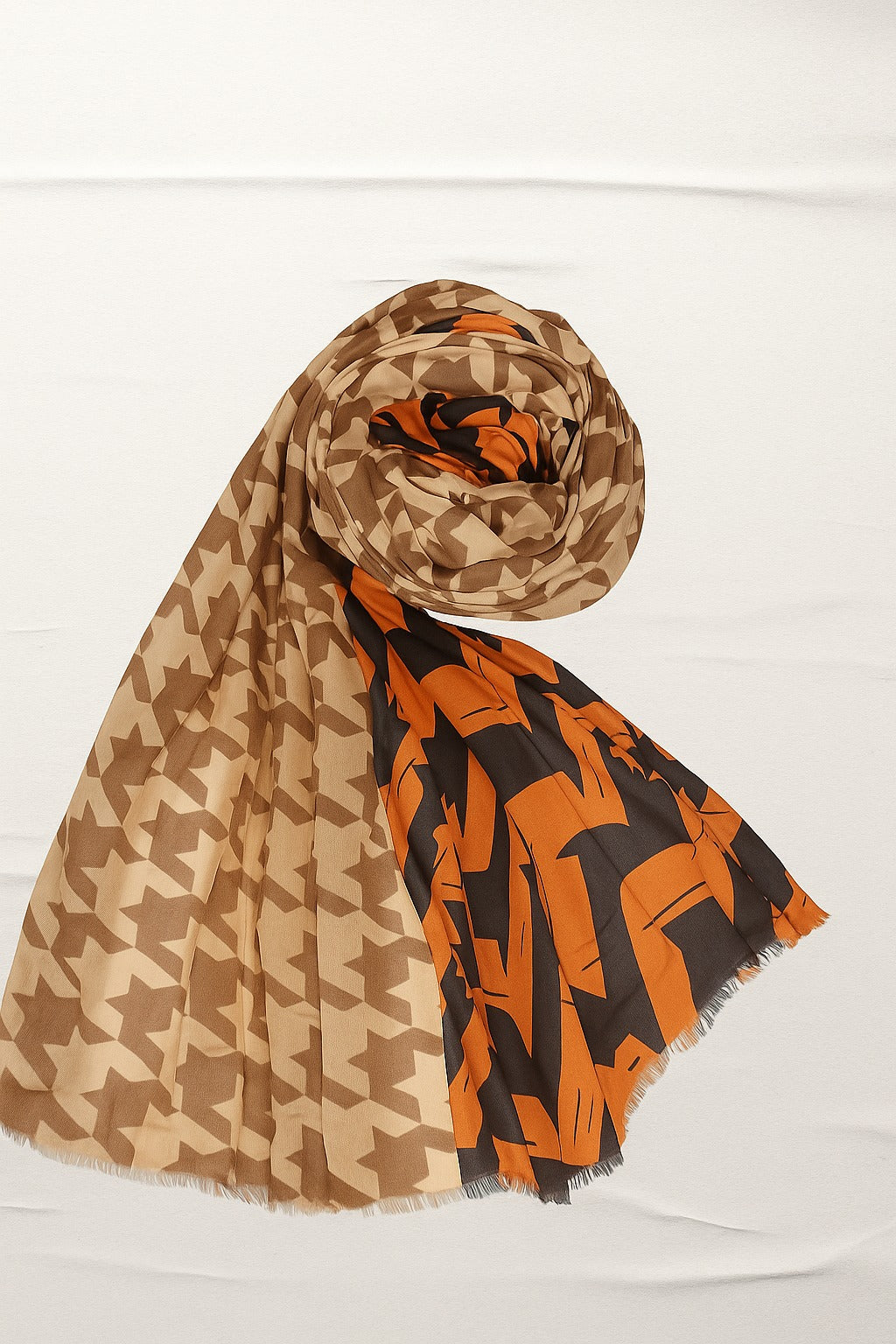 Orange & Brown Printed Hijab