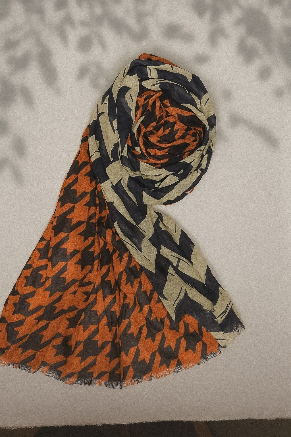 Orange & Black Printed Hijab