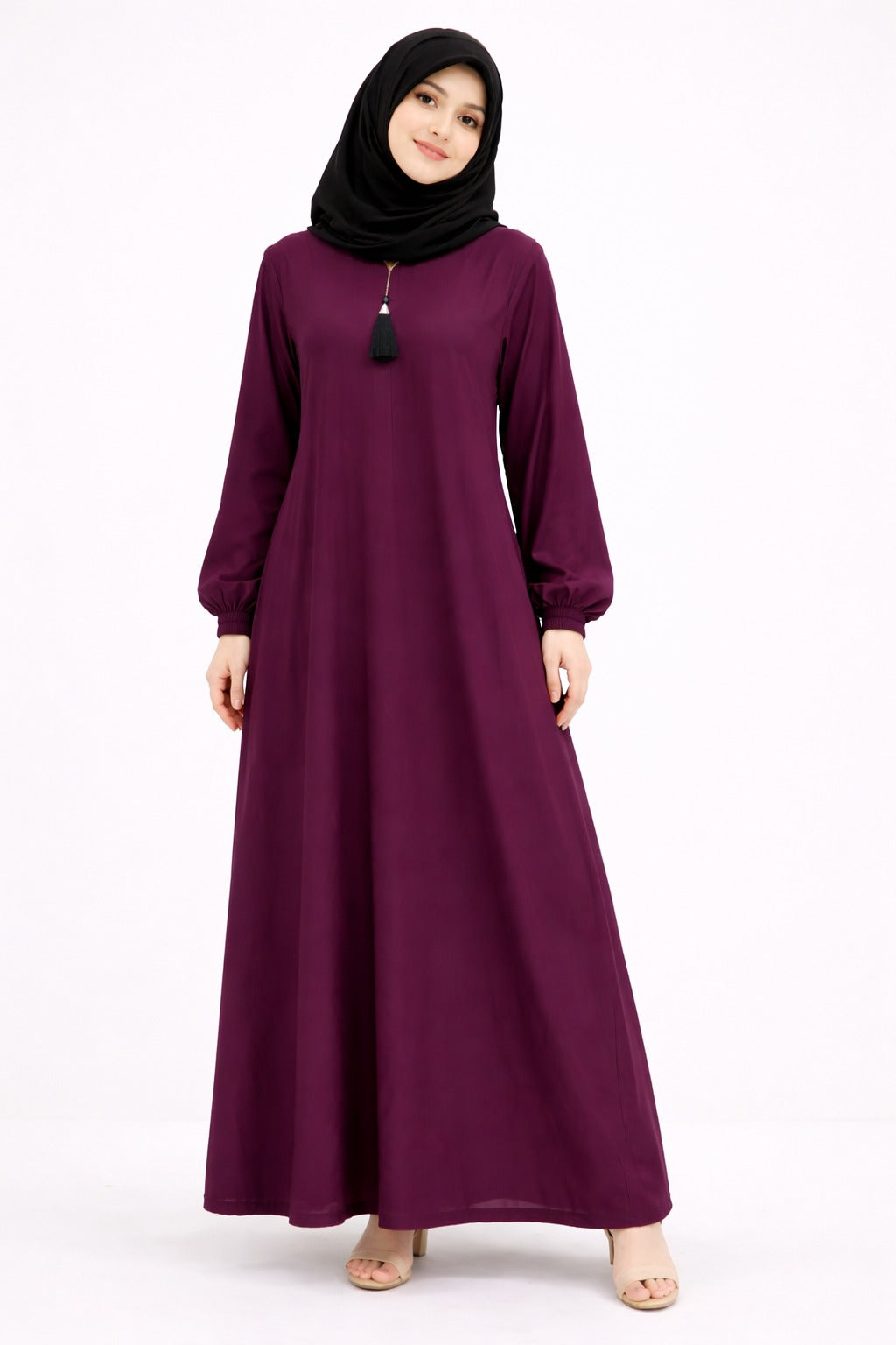 Burgundy Bloom Modest Abaya
