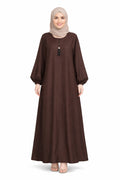 Mocha Reverie Puff Sleeve Abaya